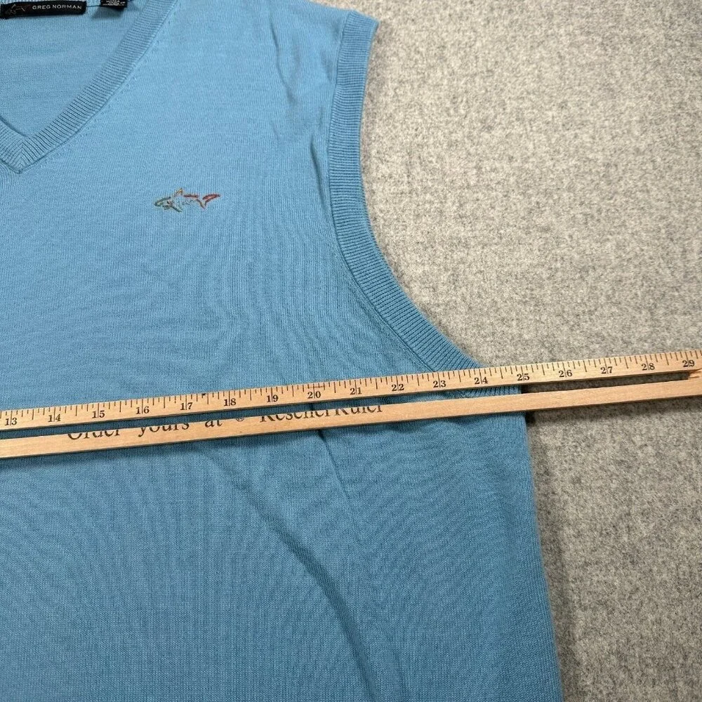 Greg Norman XXL Men's Sweater Vest Golf Blue Sleeveless Logo V-Neck‎ Cotton
